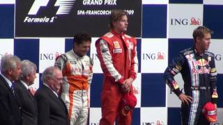 F1 SPA 2009 HD  podium [upl. by Anirdnajela]