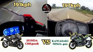 2022 Honda CBR500R vs Kawasaki Ninja 400  Top Speed  Acceleration  All Stock 🔥🔥 [upl. by Meter]