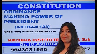 ORDINANCE MAKING POWER OF PRESIDENT CONSTITUTION OF INDIA  CA INTER  CS EXECUT  LLB  BALLB LLM [upl. by Enelehcim]