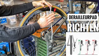 Wat te doen bij een scheef derailleurpadje en zo moet je een verbogen DERAILLEUR PAD richten [upl. by Roydd708]