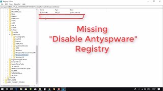 Fixed  Windows Defender Disable Anti spyware Registry Missing [upl. by Nnylecoj]