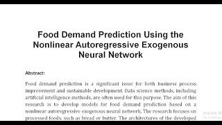 Food Demand Prediction Using the Nonlinear Autoregressive Exogenous Neural Network [upl. by Rehpotsirhcnhoj906]