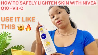 HOW TO LIGHTEN YOUR SKIN USING NIVEA Q10 PLUS VITAMIN C LOTION My honest review😍🤯🔥 nivealotion [upl. by Baxie336]