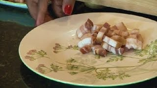 How to Cut Bacon Strips Into Lardons  Bacon Recipes [upl. by Branden]