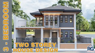 3Bedroom Two Storey House Design 80 x 80 m with floor plan [upl. by Lynnworth218]