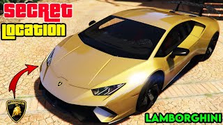 GTA 5  Golden Lamborghini Secret Location  GTA V Story Mode Location  Lamborghini Huracan [upl. by Ranit66]