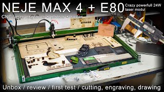 NEJE Max 4 CNC Engraver  cutter  plotter  E80 laser modul  drawing pen unboxreviewfirst test [upl. by Virgil]