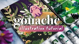 Acrylic Gouache Illustration  Tutorial [upl. by Garv]