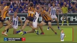 Explosive fighting in AFL 1st Quarter  Hawks v Roos 15 [upl. by Enilecram780]