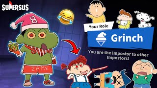 Shinchan became grinch in super sus and trolling imposters 😂🔥  shinchan playing among us 3d 😂 [upl. by Ehud]