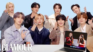 Stray Kids Watch Fan Covers on YouTube  Glamour [upl. by Namyh]