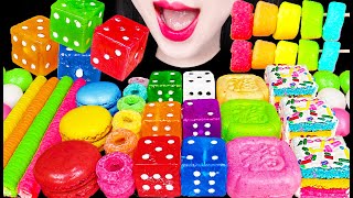 ASMR Rainbow Dessert Dice Candy Snack 먹는 주사위 사탕 무지개 디저트 먹방 Mukbang Eating [upl. by Lemrac]