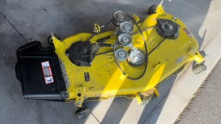 John Deere X580 Mower Deck Removal [upl. by Milo949]