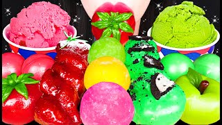 ASMR RED GREEN DESSERTS ICE CREAM PINT WAGASHI 레드 그린 디저트 먹방 EATING SOUNDS [upl. by Wichman]