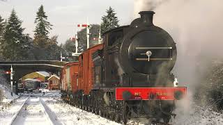 First snow of 2023 winter season hits NYMR and Grosmont as P3 No 2392 takes freight to Goathland [upl. by Animaj]