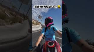 Pink Helmet funny fun funnyvideo funnyshorts goodvibes menofculture reals biker bike biker [upl. by Ardnaskela598]