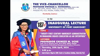 187th Inaugural Lecture of the University of Port Harcourt [upl. by Irvin]