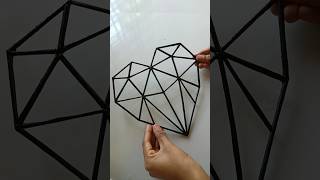 DIY Geometric heart 🖤  art diy youtubeshorts youtube [upl. by Paulson]