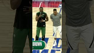 Russell Westbrook amp Jaylen Brown address the crowd in Abu Dhabi 🗣️ NBAinAbuDhabi  Shorts [upl. by Asseram]