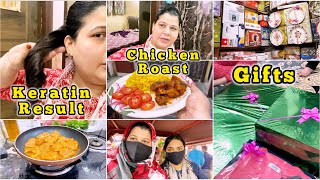 Keratin ka Result 💇‍♀️  Ghar Par Banaye Roasted Chicken  Wedding Gifts Le Aaye ✨🛍️ [upl. by Ubana941]