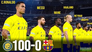 What if Ronaldo Messi Mane Haaland Neymar Mbappe Salah play together Al Nassr 1000 Barcelona  PES [upl. by Grados]