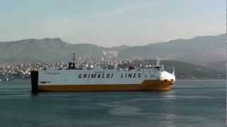 Grimaldi Lines cargo ship Grande Scandinavia entering Izmir on 5 May 2012 at 0820 [upl. by Iorio]