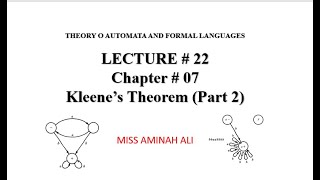 Lecture  22  Kleenes Theorem  Chapter  07 part 2 [upl. by Mays]