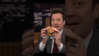 Gigi Hadid amp Jimmy Fallon🤣😍eat burger with Tiny hands gigihadid jimmyfallon trending shorts [upl. by Godewyn]