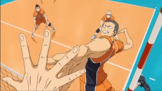 Tanaka Cross Spike  Karasuno vs Inarizaki [upl. by Adieno332]