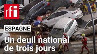 Inondations catastrophiques à Valence  lEspagne entame un deuil national de trois jours • RFI [upl. by Tennies]