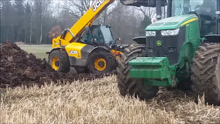 Jarní Rozmetání hnoje 2016  John Deere 7260r a Rozmetadlo hnoje  7270r a Disky [upl. by Mchenry879]