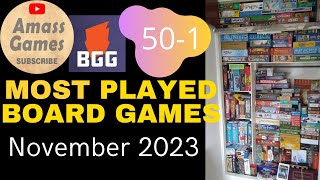 Top 50 most played board games Nov 2023 AmassGames wingspan bgg boardgame games tabletop [upl. by Behlke470]