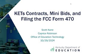 KETs Contracts Mini Bids and Filing the FCC Form 470 [upl. by Lipman]