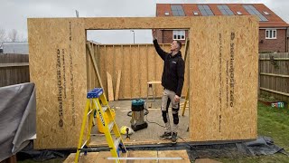 PART 3 FULL GARDEN ROOM BUILD How to build and fix the front wall door lintel and cheeks [upl. by Atikal]