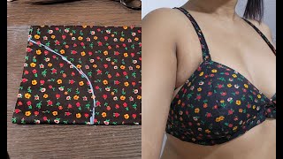 No Elastic Cotton Bra Cutting and Stitching  घर पर बनी ब्रा [upl. by Llewol]