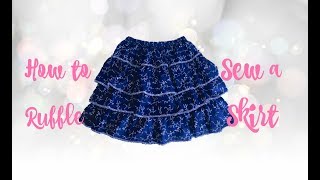 HOW TO SEW A THREE TIERED RUFFLE SKIRT SEWING FOR BEGINNERS [upl. by Xella]