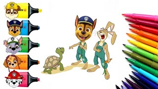 Paw Patrol 🐶 😍 Drawing painting and Coloring Chase Paw Patrol • Drawing for kids step by step 41 [upl. by Anirrak]