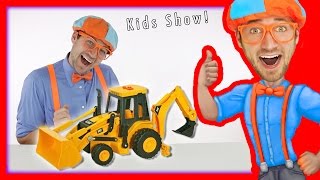 Backhoe for Children  Blippi Toys fun Construction Vehicles [upl. by Sinnej]