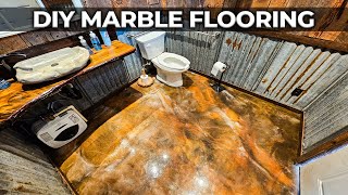 How to Coat over Concrete Floors with Metallic Marble Epoxy  Full DIY Tutorial [upl. by Bunder]