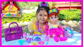 FANCY NANCY Tea Set Toys Review at Super Cute Pond [upl. by Nnaylime903]