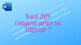 Comment mettre un filigrane en word [upl. by Roumell]