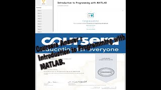 Coursera Answers Introduction to Programming with MATLABall weeks [upl. by Susie]