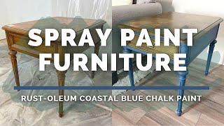 How to Spray Paint Furniture with RustOleum Chalked Spray Paint [upl. by Aihsekyw]