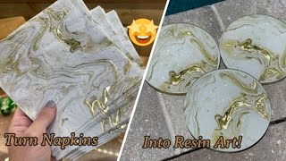 161 Using Napkins In This Easy Resin Coaster Tutorial What [upl. by Suhsoj]