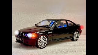 FOR SALE BMW M3 E46 CSL black Carbon Fiber Roof Super Cool Sports car 118 Solido WORKING LIGHTS [upl. by Norrie]