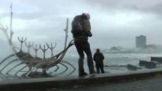 Crazy Wind Storm 70 ms 150 mph in Reykjavik Iceland [upl. by Delcina]