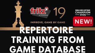 Part 12 Fritz 19 unique feature  How to repertoire train with games database [upl. by Rumery225]