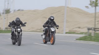 Honda CB125R vs KTM Duke 125 Beschleunigung [upl. by Joann618]