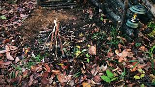 Building a shelter in the forest 🌲 forest shelter building bushcraft mountains keşfet [upl. by Enawtna]