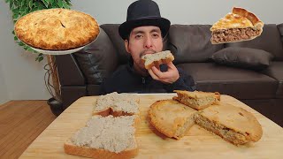 TOURTIERE AND CRETONS MINCE MEAT PIE AND PORK PATE ON TOAST MUKBANG EATING SHOW [upl. by Wardieu]